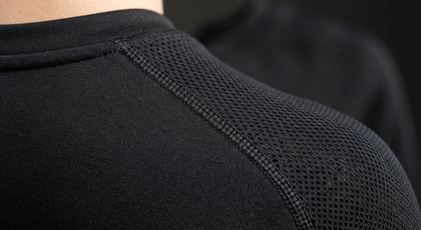 Polo Ritmo manga corta en Negro, detalle del tejido